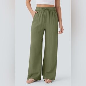 HALARA Women's Green High Waist Wide Leg Pants, Sz Small Regular NWT